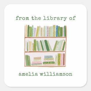 Personalized Name From The Library Green Bookplate