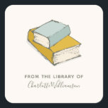 Personalized Name From The Library of Bookplate<br><div class="desc">Cute Books Illustration Custom From The Library Of Bookplate with Name</div>