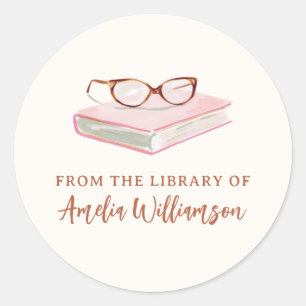 Personalized Name From The Library Pink Bookplate