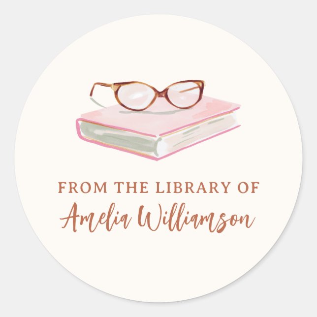 Personalized Name From The Library Pink Bookplate (Front)