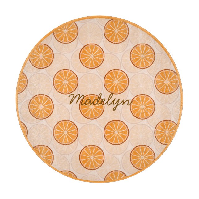 Personalized name fruit orange brown Cutting Board (Front)