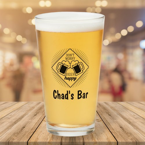 Personalized Name Funny Bar Beer Glass