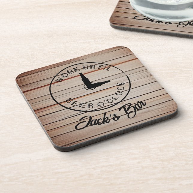 Personalized Name Funny Beer Beverage Coaster (Left Side)