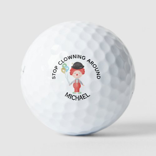 Personalized Name Funny Clown Message Golf Balls