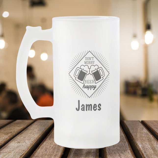 Personalized Name Funny Dad Frosted Glass Beer Mug (Creator Uploaded)