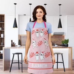 Personalized Name Funny Dog Pink Apron