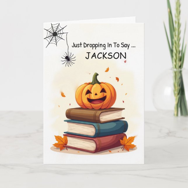 Personalized Name Funny Halloween Cute Spider Card (Front)