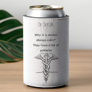 Personalized Name  funny  puns minimalist doctor Bottle Cooler