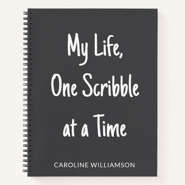 Personalized Name Funny Scribble Sketchbook Black Notebook (Front)