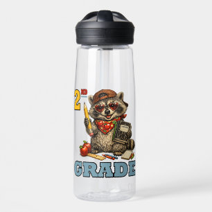 Personalized Name & Funny Second Grade Raccoon Water Bottle