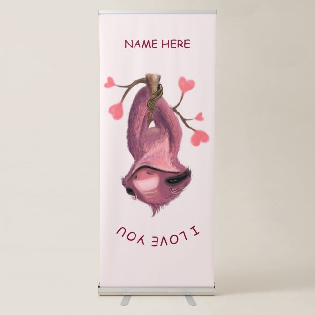 Personalized Name Funny Sloth Banner - I Love You (Front)