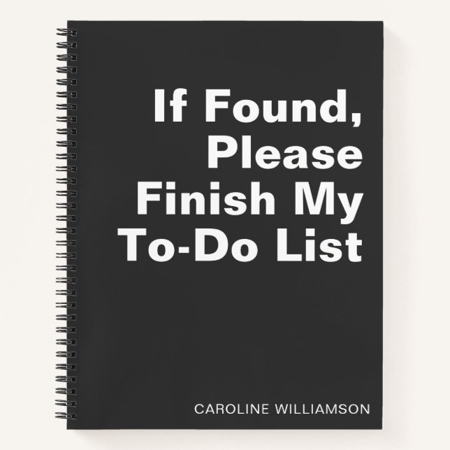 Personalized Name Funny To Do List Quote Sassy Notebook (Front)