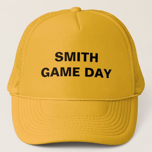 Personalized Name Game Day Yellow Trucker Hat (Front)