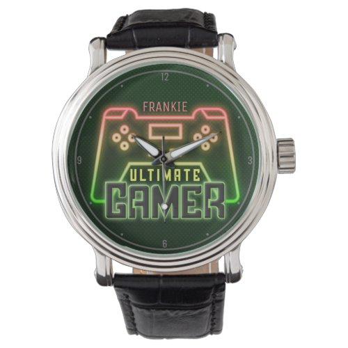 Personalized NAME Gamer Faux Neon Retro Video Game Watch
