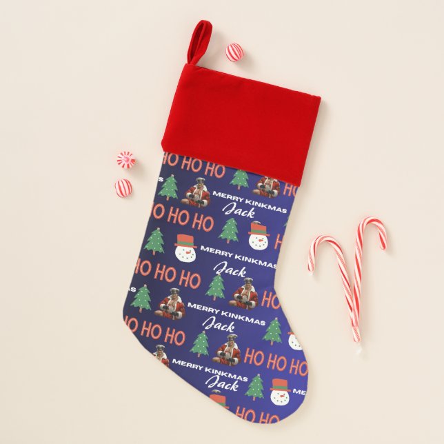 Personalized Name Gay Leather Santa Christmas Stoc Stocking (Front)