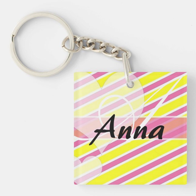 Personalized name Geometric Pattern Keychain (Front)