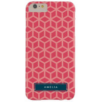 Personalized Name Geometric Pattern Pink Barely There iPhone 6 Plus Case