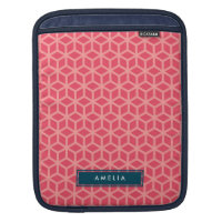 Personalized Name Geometric Pattern Pink iPad Sleeve