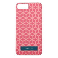 Personalized Name Geometric Pattern Pink iPhone 8 Plus/7 Plus Case
