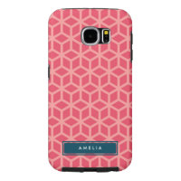 Personalized Name Geometric Pattern Pink Samsung Galaxy S6 Case