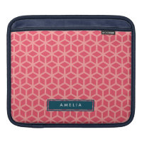 Personalized Name Geometric Pattern Pink Sleeve For iPads