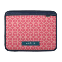 Personalized Name Geometric Pattern Pink Sleeve For MacBook Air