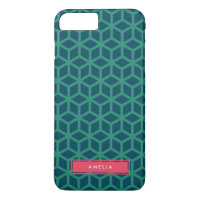 Personalized Name Geometric Pattern Teal iPhone 8 Plus/7 Plus Case