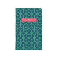 Personalized Name Geometric Pattern Teal Journal