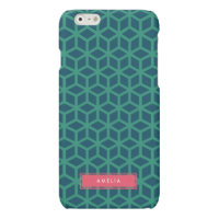 Personalized Name Geometric Pattern Teal Matte iPhone 6 Case