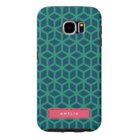 Personalized Name Geometric Pattern Teal Samsung Galaxy S6 Case