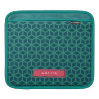 Personalized Name Geometric Pattern Teal Sleeve For iPads