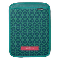 Personalized Name Geometric Pattern Teal Sleeve For iPads