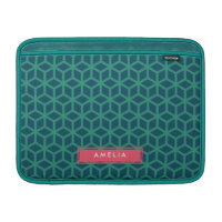 Personalized Name Geometric Pattern Teal Sleeve For MacBook Air