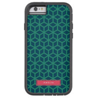 Personalized Name Geometric Pattern Teal Tough Xtreme iPhone 6 Case