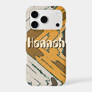Personalized Name Geometric Rustic Brown Gold iPhone 17 Pro Case