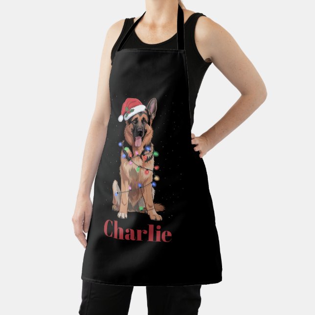 Personalized Name German Shepherd Christmas Dog Apron (Insitu)