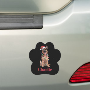 Personalized Name German Shepherd Christmas Dog Car Magnet