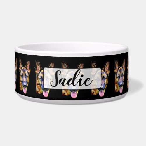 Personalized Name German Shepherd  Dog Bowl