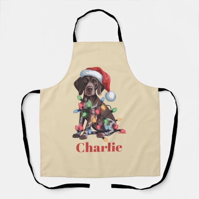 Personalized Name German Shorthaired Pointer Xmas Apron (Front)