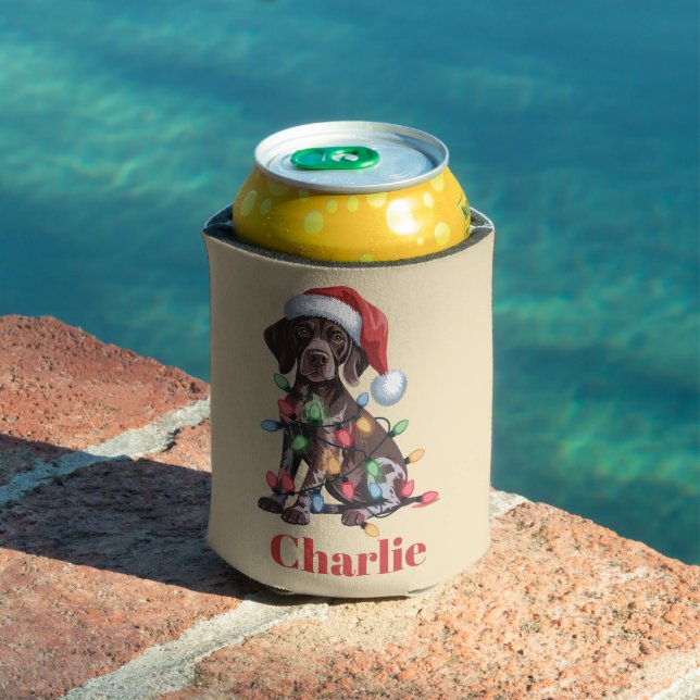 Personalized Name German Shorthaired Pointer Xmas Can Cooler (In Situ Pool)