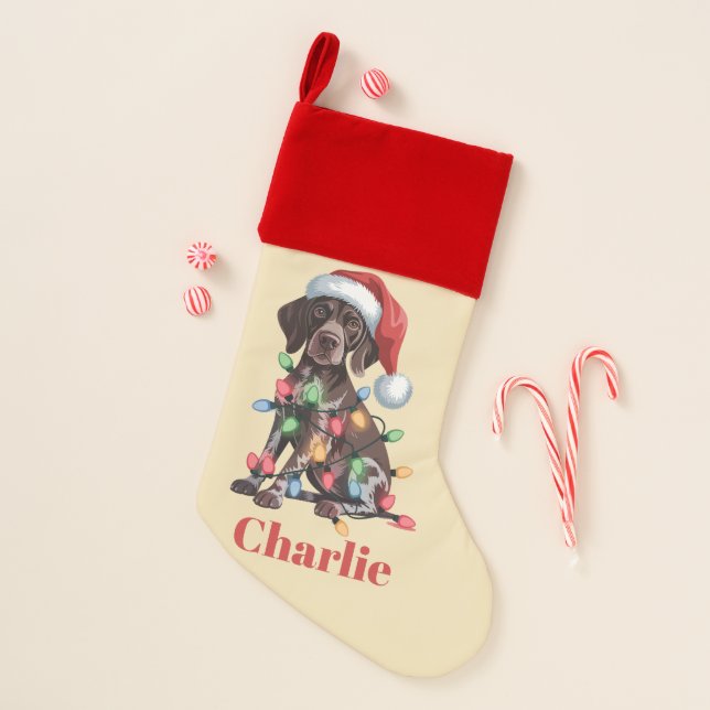 Personalized Name German Shorthaired Pointer Xmas Christmas Stocking (Front)