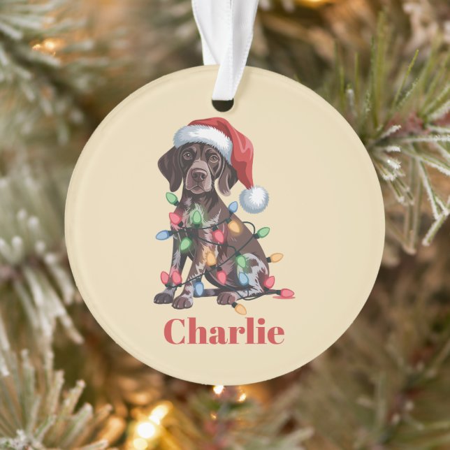 Personalized Name German Shorthaired Pointer Xmas Ornament (Tree)