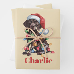 Personalized Name German Shorthaired Pointer Xmas Wrapping Paper Sheets
