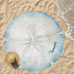 Personalized Name Giant Sand Dollar Round Beach Towel<br><div class="desc">Make a splash this summer with these cool round giant sand dollar beach towels, featuring unique, original beach watercolor art by Raphaela Wilson. This modern, chic design combines shades of blue, teal green, and white with elegant subtle gold sand accents, capturing the essence of the ocean in a stylish, tropical...</div>