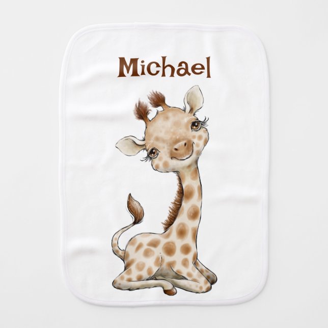 Personalized Name Giraffe Burp Cloth (Front)