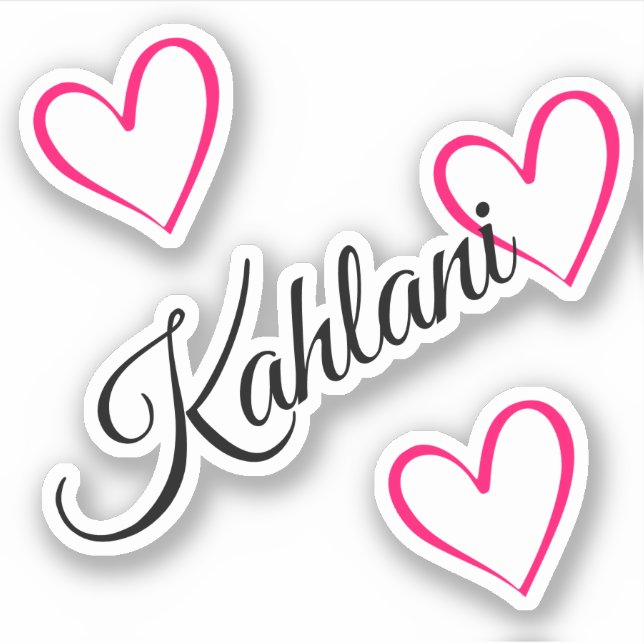 Personalized Name Girl Pink Calligraphy Heart Name Sticker (Front)