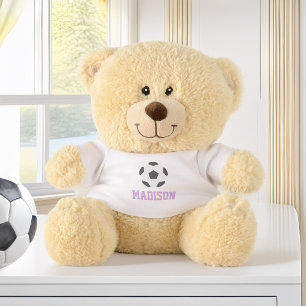 Personalized Name Girls Soccer Jersey Teddy Bear