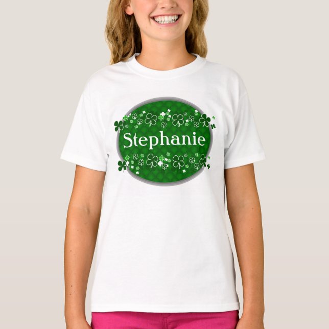 Personalized Name Girl's St. Patrick's Day T-Shirt (Front)