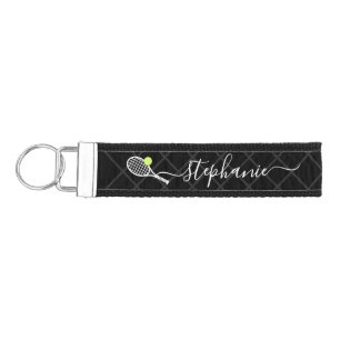 Personalized Name Girls Tennis Player Coach Wrist Keychain