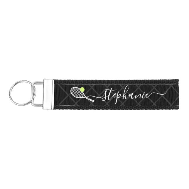 Personalized Name Girls Tennis Player Coach  Wrist Keychain (Keys on Left)